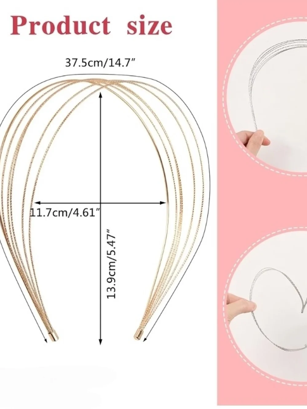 Gold Multi-Band Women’s Headband - Elegant Layered Design BNIB